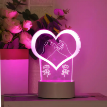 Настільний 3D LED нічник VHG T2, Pink (Серце) 