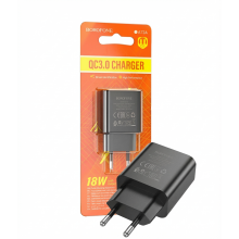 Мережевий зарядний пристрій BOROFONE BA72A, 18W, Quick Charge 3.0, USB-A, чорний