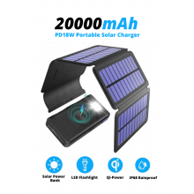 Портативний зарядний пристрій із сонячною панеллю VHG DN38 20000 mAh Wireless Charger, 6 панелей, Black