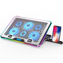 Підставка для ноутбука з охолодженням VHG K15 з USB хабом, RGB-підсвічуванням та підставкою для телефона, Laptop Cooling Pad, Silver