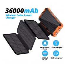 УМБ с солнечной панелью VHG WSC32-2 20000 mAh Wireless Solar Power Charger 5 Panel Brown