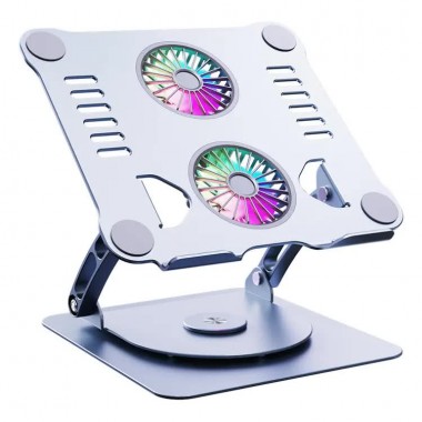 Подставка для ноутбука VHG S65 складная поворотная 360⁰C с вентилятором Rotatable Laptop Stand Silver