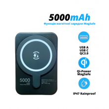 УМБ с беспроводной зарядкой VHG S12, 5000 mAh с функцией MagSafe, Black УМБ с беспроводной зарядкой VHG S12, 5000 mAh с функцией MagSafe, Black