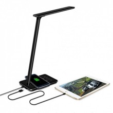 Настольная LED лампа VinHomeGoods с беспроводной зарядкой и USB Black