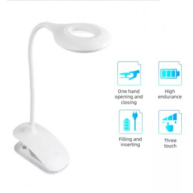 Аккумуляторная LED лампа на прищепке VHG CC-TL004B Clip Rechargeable Table Lamp White