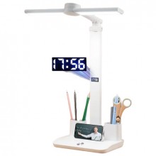 Настільна LED лампа VHG JN-108А акумуляторна з годинником 6W 800lm 3000-6000K, White