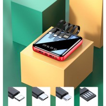 УМБ мини со встроенными кабелями VHG BH12 20000 mAh Power Bank  Mini With 4 Cables Red