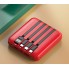 УМБ мини со встроенными кабелями VHG BH12 20000 mAh Power Bank  Mini With 4 Cables Red