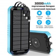 УМБ з сонячною панеллю VHG DN49 30000 mAh Wireless Solar Power Charger Blue