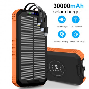 УМБ з сонячною панеллю VHG DN49 30000 mAh Wireless Solar Power Charger Orange