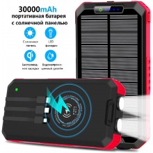 УМБ з сонячною панеллю VHG DN49 30000 mAh Wireless Solar Power Charger Red