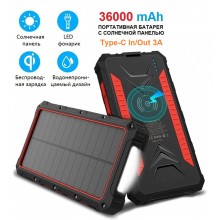 УМБ с солнечной панелью VHG HDL-529 36000 mAh Wireless Solar Power Charger Red