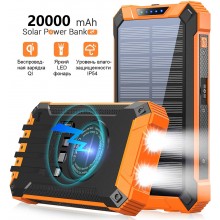 УМБ с солнечной панелью VHG SPB4 20000 mAh Wireless Solar Power Charger Brown