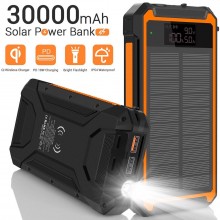 УМБ с солнечной панелью VHG T018 30000 mAh PD18W Wireless Solar Power Charger Red