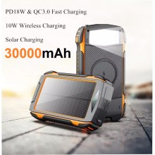 УМБ з сонячною панеллю VHG WSC26 30000 mAh 5 panel Wireless Power Bank Black