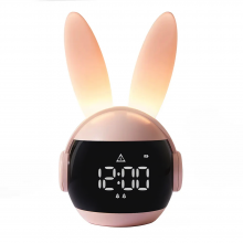 Акумуляторний нічник-годинник VHG F9, Rabbit Alarm Clock and Night Light, Pink