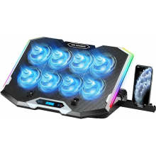 Підставка для ноутбука з охолодженням VHG K10C з RGB-підсвічуванням та підставкою для телефона, Laptop Cooling Pad, Black