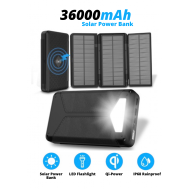 УМБ с солнечной панелью VHG DN52 36000 mAh Wireless Portable Solar Charger Black