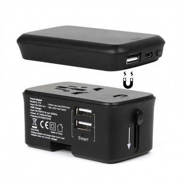 Переходник сетевой для путешествий с Power Bank VHG SL-310B на EU, 3xUSB, 1xMicro USB, 6A Black (SL-309BT)