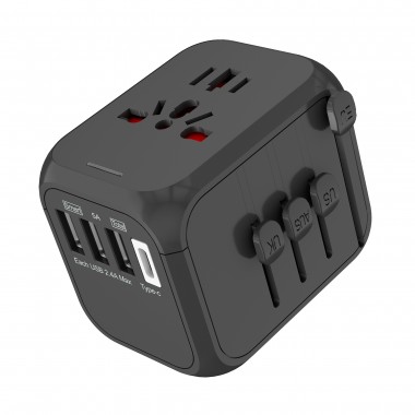 Переходник сетевой для путешествий VHG SL-309BT на EU, 3xUSB, 1xUSB TYPE-C, 6A Black (SL-309BT)