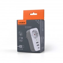 Мережевий адаптер VIDEX ONCORD із заземленням 2USB + USB-C White