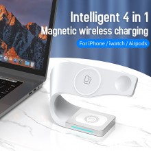Беспроводная зарядка Qi 4 в 1 VHG LFX-178 Wireless 15W I Док-станция для iPhone + iWatch + Airpods White Беспроводная зарядка Qi 4 в 1 VHG LFX-178 Wireless 15W I Док-станция для iPhone + iWatch + Airpods White