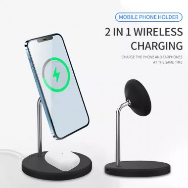 Беспроводная зарядка Qi 2 в 1 VHG IN-WC-58 Wireless 15W I Док-станция для iPhone + Airpods Black