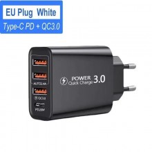 Сетевое зарядное устройство VHG AR-890 PD20W/QC3.0+2.4A 3 USB Phone Fast Charger Black